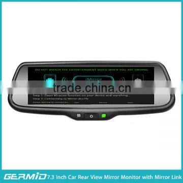 Auto parts rear view car mirror 7.3 inch full display HD lcd monitor with wireless mirror link