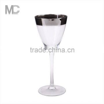 Wholesale Handmade Clear Red Wine Glass With gold sliver rim