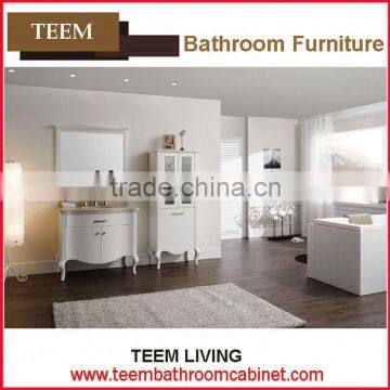 Teem home bathroom furniture Wooded white bathroom cabinet vanity curved bathroom vanity