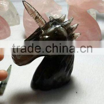 Natural Deep Smoke Quartz Crystal Unicorn Hippocampus Manual Carve for Sale photo-2