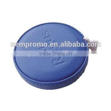 Promotional round retractable tape measure with leather cover
