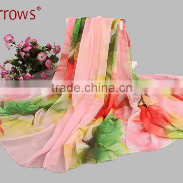 Infinity Chiffon 100% Polyster Silk Imitated Fabric Material Women Girls Scarves and Shawls Wrap With Printed Patterns photo-2