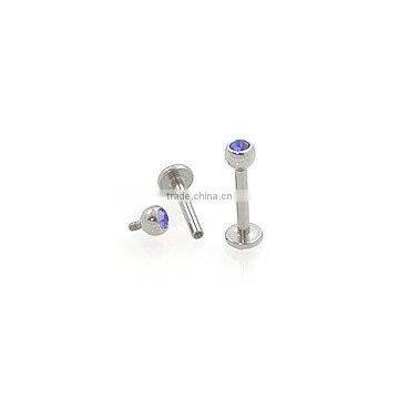 Stainless steel internally threaded lip ring body piercing jewelry