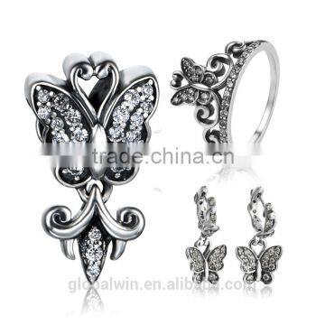 Luxury Silver Jewelry Set Wholesale Sterling Silver Cz Stud Earrings 925 Thailand Silver Earring Fashion Letter Pendant Jewelry