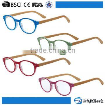 2016 Latest cheap funny plastic round frame wood eyewear bamboo