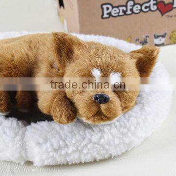 decorative battery-operated toy cat dog breathes in basket