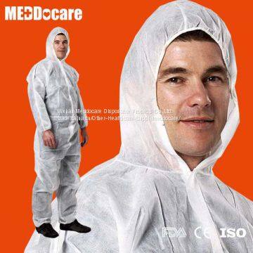 Hospital Chemical Painting Hooded Non Woven Tyvek Coverall Type 3 4 5 Disposable Work Coveralls