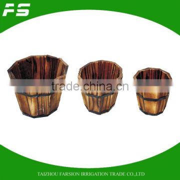 Handmade Wooden Flower Barrel Planter Pot Unique Design For Home And Garden