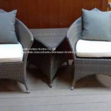 Single Sofa Side Table Patio Furniture Aluminum Frame PE Flat Rattan Weave 5cm Cushion