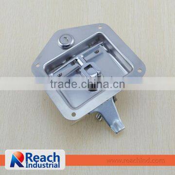 Truck or Trailer Polished Stainless Steel Key-Locking Recessed Flush Mount Cabinet Door Lock photo-2