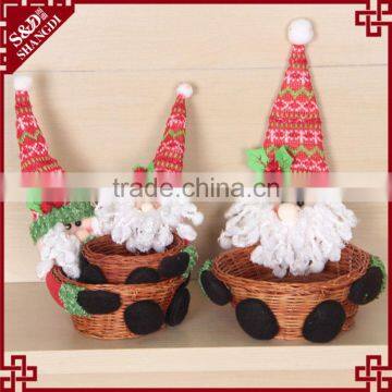 Cute santa claus style wicker gift basket set christmas ornaments 2016