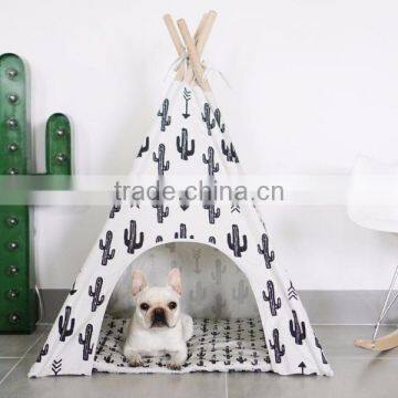 Wholesale OEM customized canvas chevron style pet play room dog teepee