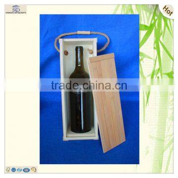 String Handle Single Bamboo Wooden Fruit Wine Gift Box photo-5