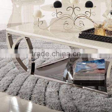 C380 2015 Stainless Steel Modern Coffee Table Marble Top Modern Coffee Table photo-2