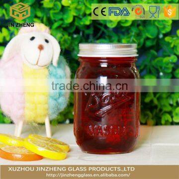 Wide Mouth glass drinking jar with Tin Lids