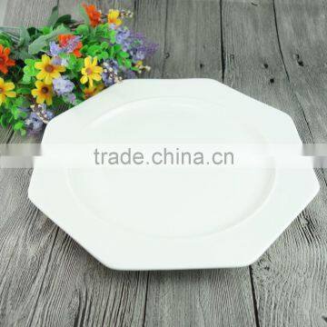 12 Inch Polygon White Porcelana Dinner Dishes Plates Low Pirce Ceramic Plate Restaurant photo-3