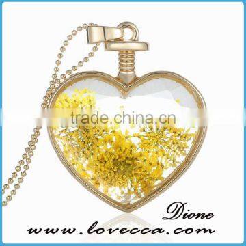 Transparent Heart Necklaces Pendant Gold Chain Necklace Dried Flower 2017 Heart Locket Necklaces For Women photo-5