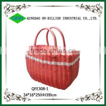 Hand Woven pp Tube Plastic Shopping Hand Basket photo-2