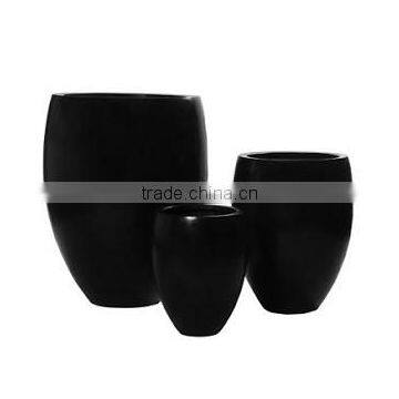 Black Polystone planter, durable fiberstone outdoor pots, lighweight fiberglass