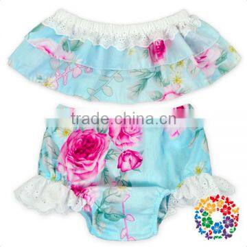 100% Organic Cotton Red Floral Bloomer Set For Diaper Girl Shorts photo-4