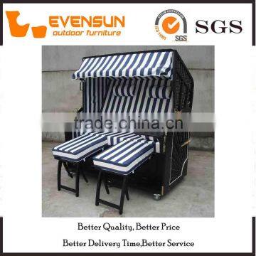 Beautiful Rattan Beach Basket Wooden Frame Wih Tent Wicker Furniture photo-4