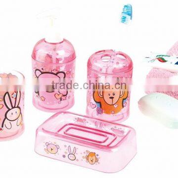 4pcs Plastic Bathroom Set With Different Colour and Decal photo-2