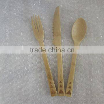 Bamboo cutlery set with logo hand/kitchen Flatware sets