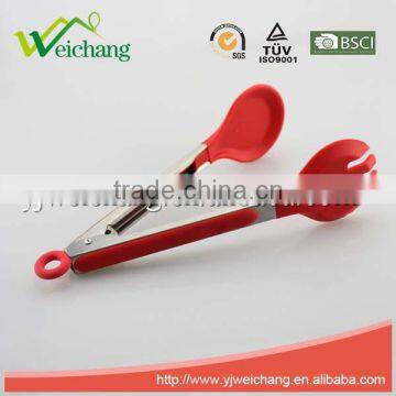 WCE22 Premium Comfort Stainless Steel Locking Kitchen Tongs Food Tong With Silicone Heads, Good Grip and Built In Stand photo-2