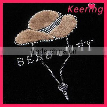 fashion hot fix transfer rhinestone strawhat motif WHF-171