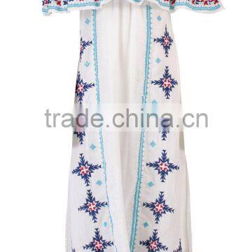 Punjabi Dress Neck Designs Baby Girl Clothes Off Shoulder Embroidered Girl Child Dress Hsd2097 photo-4