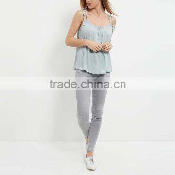 New Fashion Women Casual Tops Mint Green Tie Strap Tank Tops HSB9306 photo-3
