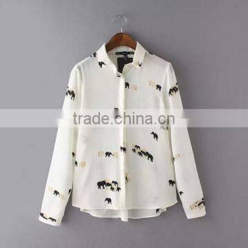 OEM Ladies Long Sleeve Pattern Printed Shirt photo-3