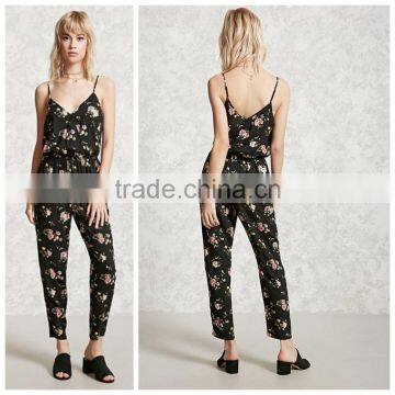 Woman Fashion Floral Print Adult Sexy Cami Jumpsuit