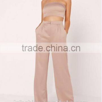 Wholesale Two Piece Set Sexy Crop Top and Wide Leg Trousers for Women photo-2