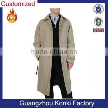 Men's Full-Length Belted Raincoat Jacket