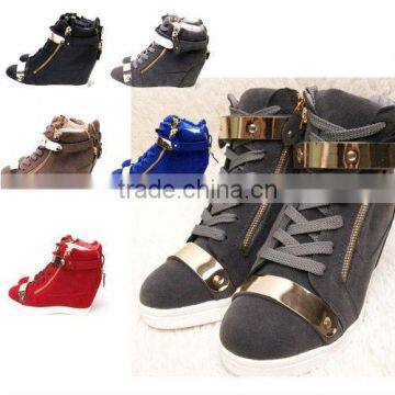 2ssd0529 hidden wedge heel metal belted suede sneakers top quality comfortable