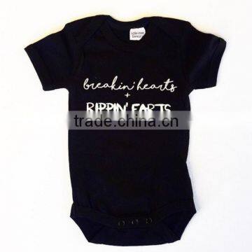 Wholesale latest design cheap plain custom kids baby children's boutique short sleeve cotton printed T shirt black