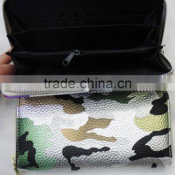 New Designer pu Leather Camo Pattern Zipper Round Lady Wallet photo-4