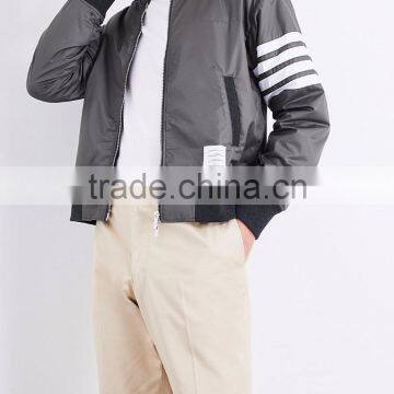 2017 New Design Stripe Print Grey Bomber Jacket 100% Polyester Shell Size Medium Custom Label Sports Jacket With Mesh Lining photo-3