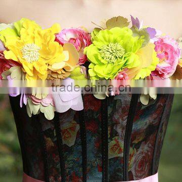 MGOO High End Black Puff Ball Prom Dress Beautiful Black Maxi Dress With Colorful Flowers Vestidos YDYS15B0018 photo-4