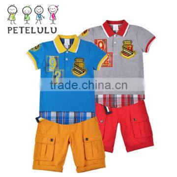 Petelulu Kids Garment Brand OEM clothing high quality cotton children short sleeve Set School Uniform custom poloshirt for kids