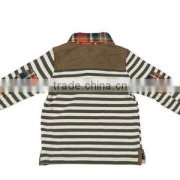 Boys Autumn Striped Long Sleeve Polo Shirt 100% Cotton T Shirt photo-4