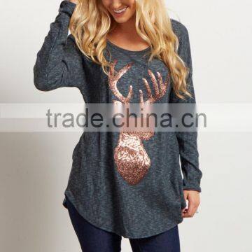 Hot-selling Promotional Beautiful Sequin Printing Maternity Top