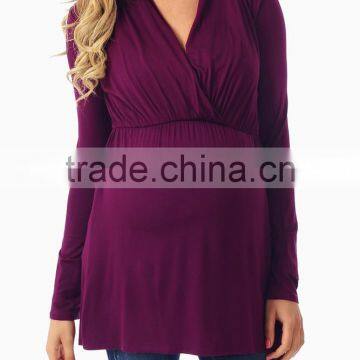 PURPLE LONG SLEEVE MATERNITY/NURSING TOP photo-2