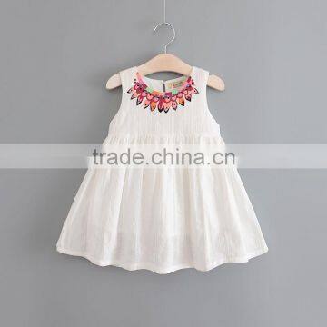 High Quality Pure Color no Sleeve Cotton Baby Girls Dress photo-3