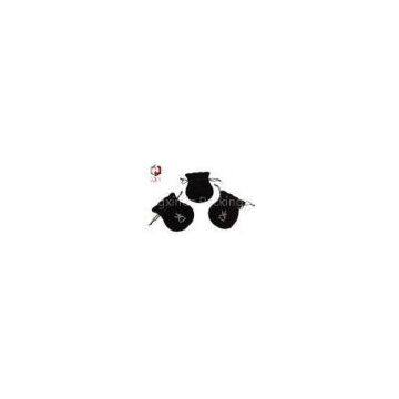 Black Oblong Velvet Jewelry Pouch With Drawstring For Jewelry