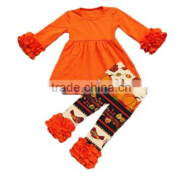 Yawoo newest design bulk kids girls long sleeve clothing set infant baby wholesale smock design autumn boutique outfits children