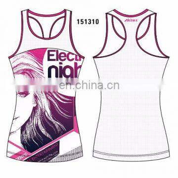 2016 Trendy and Cooldry Ladies Running Vest With Sublimation photo-4