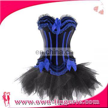 Women's Plus Size Lace Up Corset Lingerie With Skirt