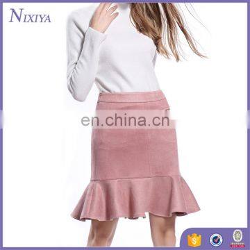 High Quality Pink Suede Skirt Mermaid Short Skirt For Women